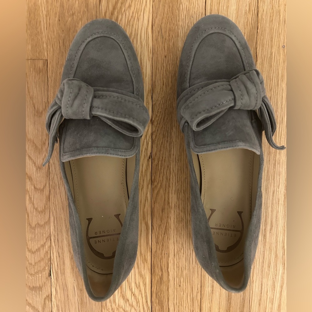 Etienne Aigner Chiara Bow Loafers (gray suede)